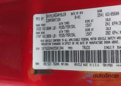 2002 Dodge Dakota Sport from USA, damaged, VIN 1B7GG32NX2S501344